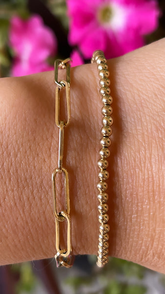 14K Yellow Gold Spaced Diamond Cut Ball Bracelet – David's House