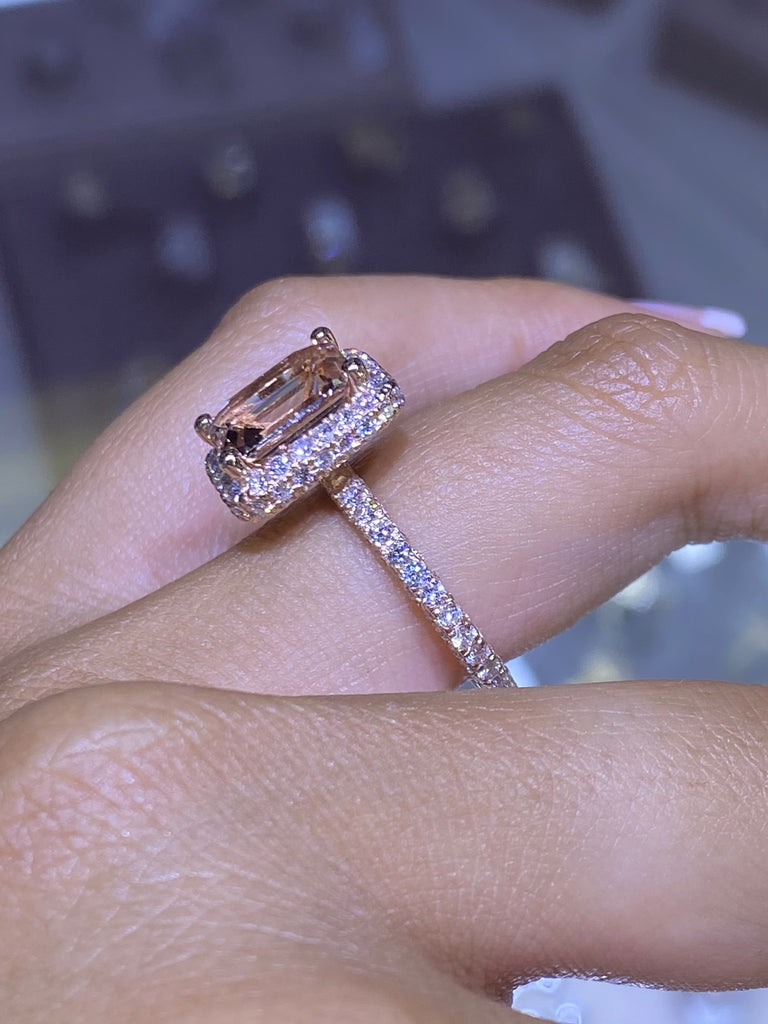 Emerald Cut Morganite Engagement Ring