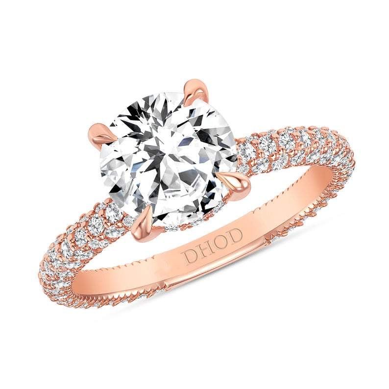 14K Gold Diamond Double Under Halo Ring with 1.91 Carat Round Forever One Moissanite Engagement Ring