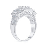 14K Gold Three Natural Diamond Cluster Engagement Ring