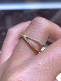 14K Gold Diamond X Band Narrow