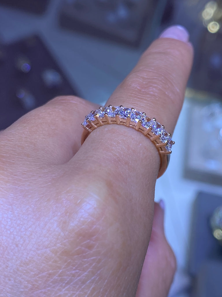 14K Gold Diamond Radiant Halfway Band