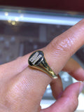 14k Diamond Initial Signet Ring