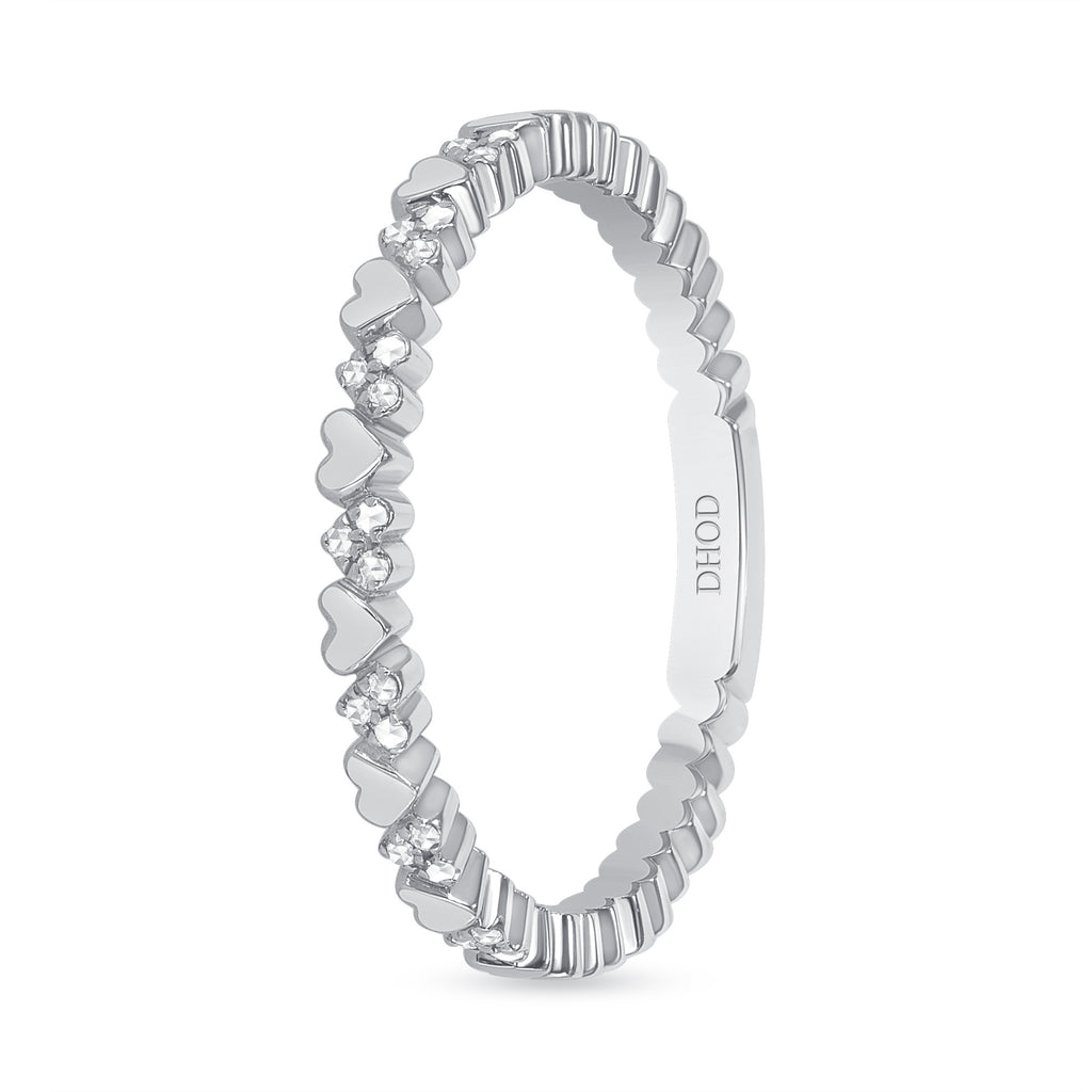 14K Gold and Diamond Heart Band