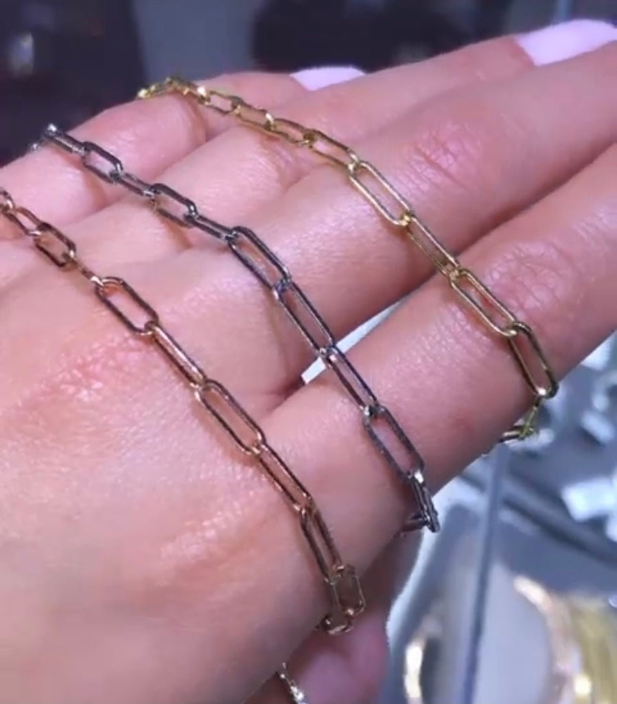 14K Gold Small Paper Clip Bracelet