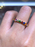 14K Gold Rainbow Sapphire Band