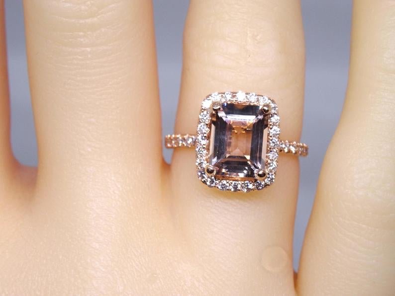 14K Gold Diamond Halo Ring