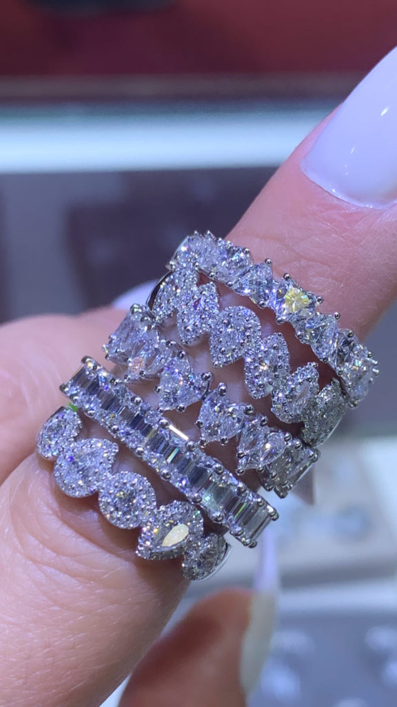14K Gold Pear Halo Diamond Band