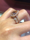 14K Gold Diamond Halo with 2.50 Carats Pear Morganite Engagement Ring