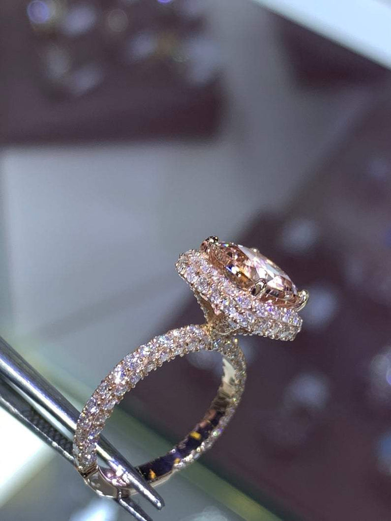 2 Carat Cushion Cut Morganite Engagement Ring