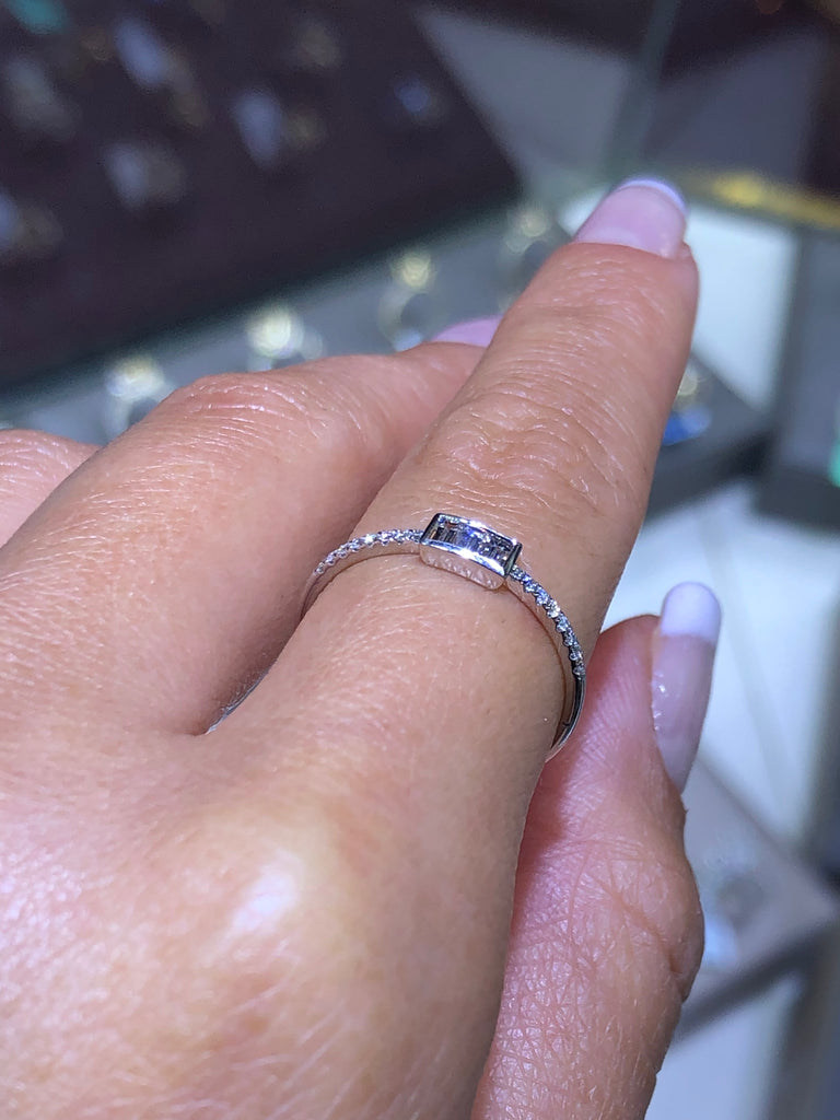 14K Gold Triple Baguette Diamond Band