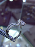 Custom Double Band Engagement Ring Lab Grown Emerald Cut Center Stone