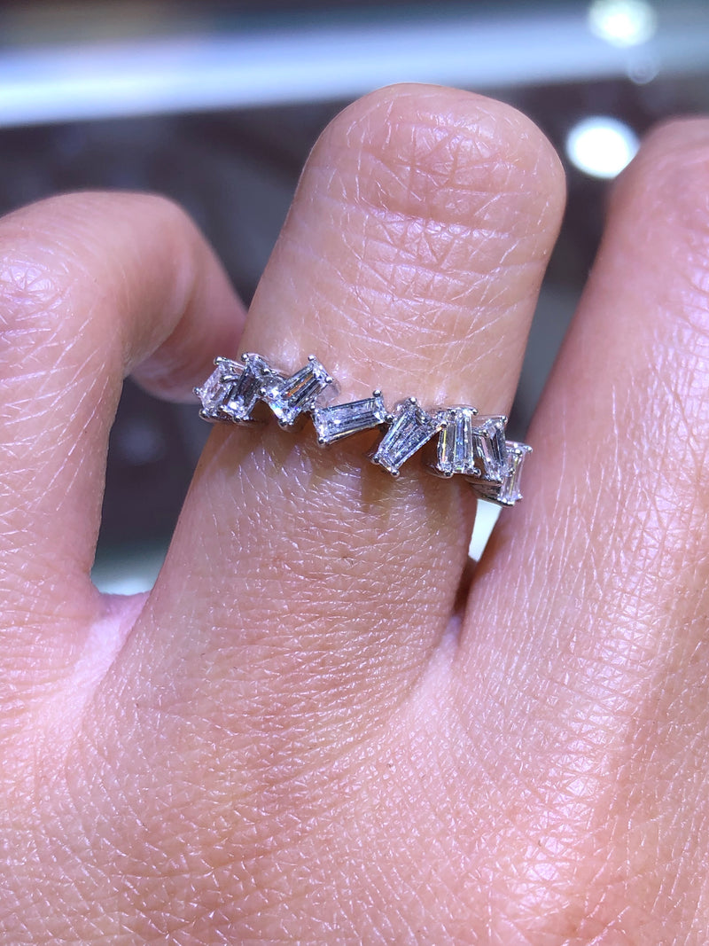 14K Gold Art Deco Diamond Baguette Wedding Band