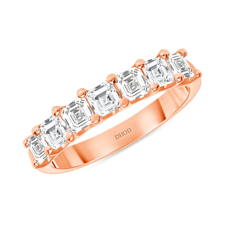 14K Gold 0.20 Carat Each Assher Cut Half Eternity Band