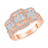 14K Gold Three Natural Diamond Cluster Engagement Ring