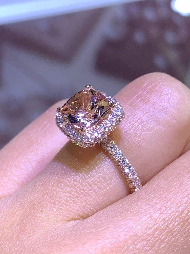 Cushion Cut Morganite Engagement Ring