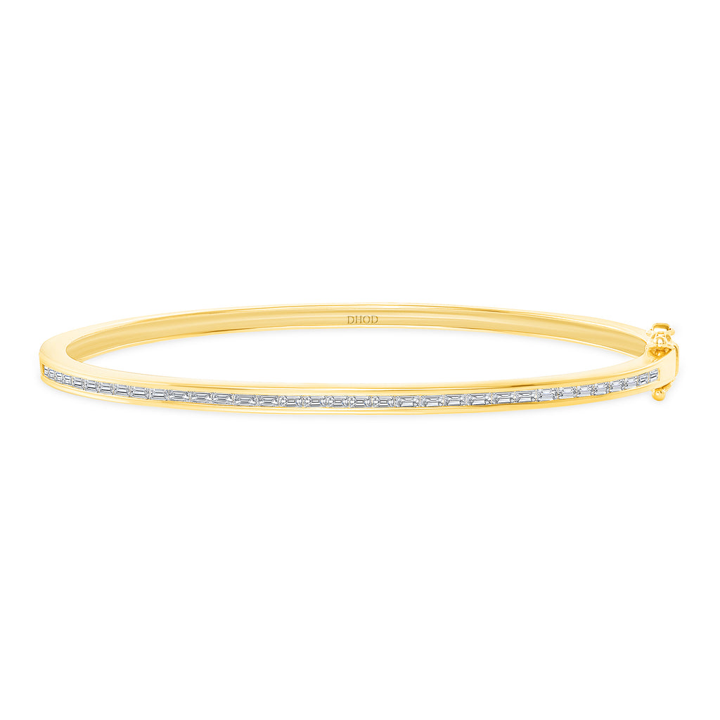 14K Gold Baguette Diamond Bangle