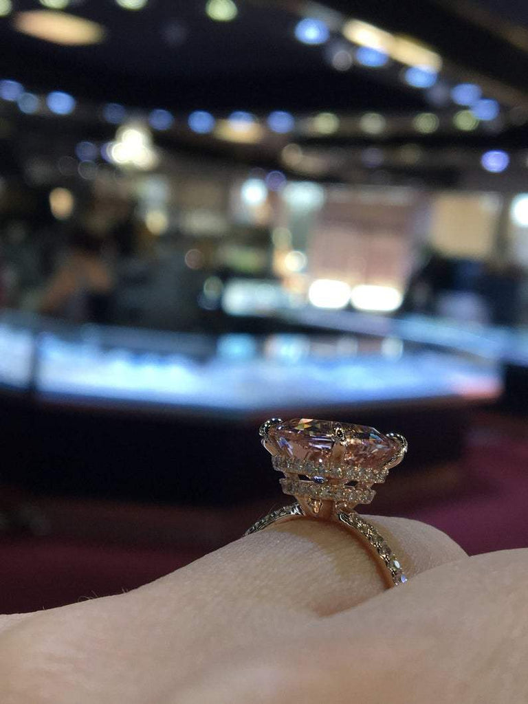 Double Under Halo Morganite  Ring