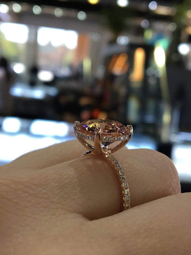 Cushion Cut Morganite Engagement Ring