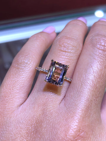 Emerald Cut Morganite Engagement Ring