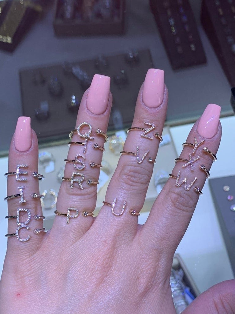 14K Gold Initial Personalized Open Ring