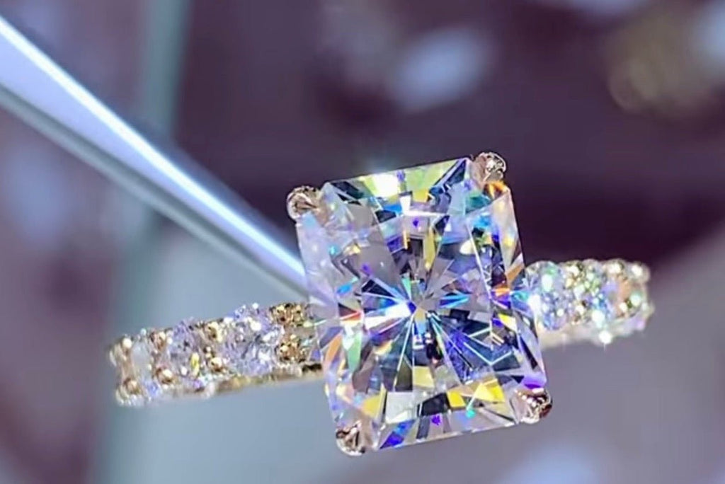 Radiant Cut Forever One Moissanite Engagement Ring