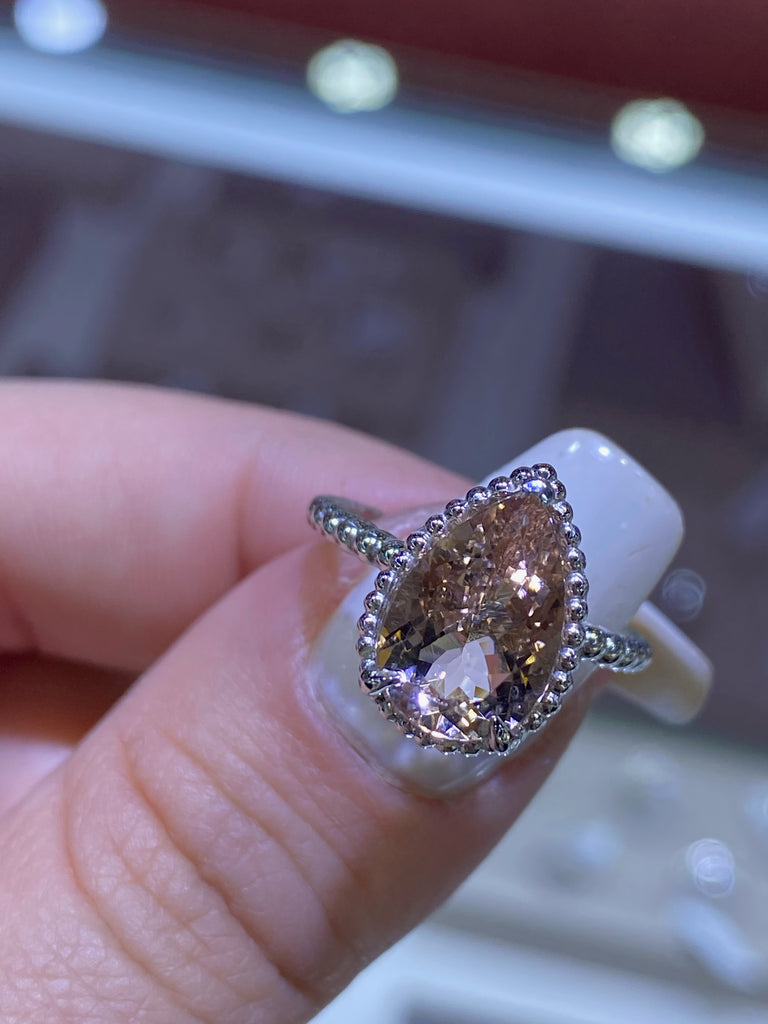 The Bubble Pear Morganite Ring