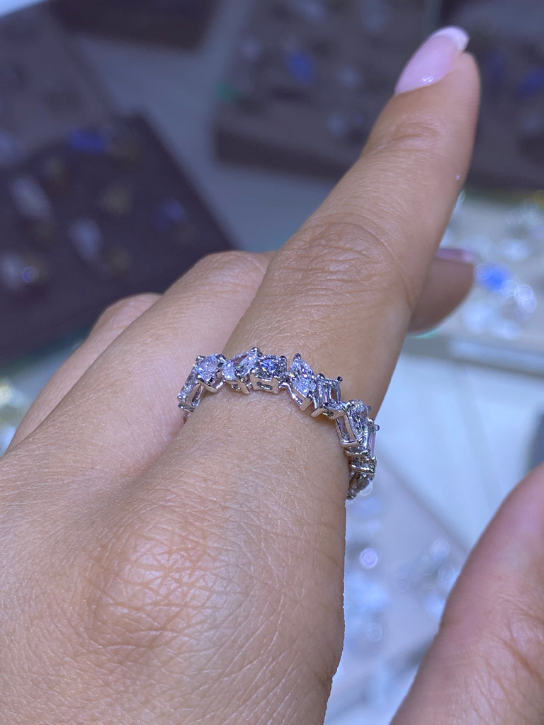 14K Gold Multi Shape Diamond Eternity Band