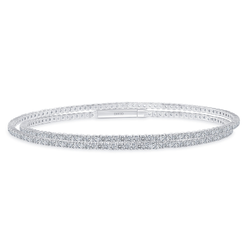 18K Gold Tennis Double Row Bangle