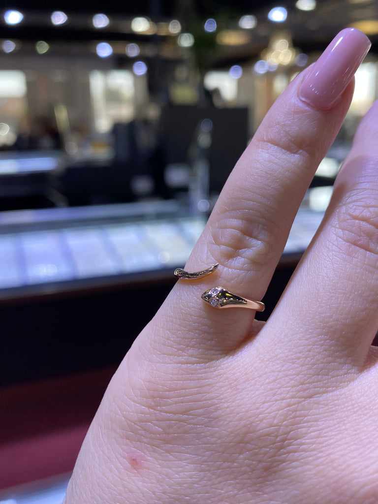 Diamond Ring Snake Ring Gold