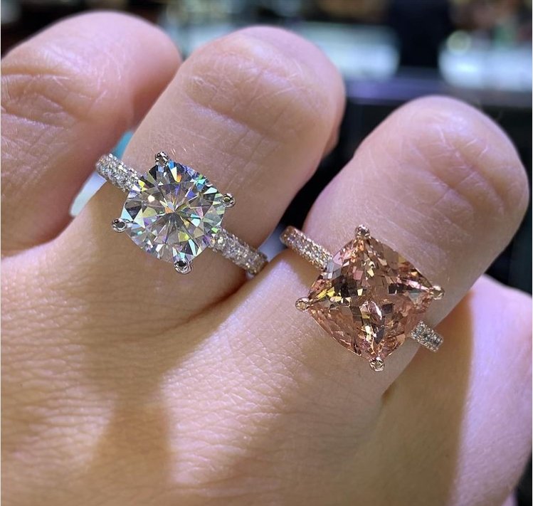Rose or White Gold Morganite Split Shank Engagement Ring – deBebians