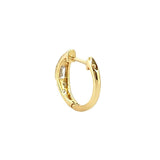 14K Gold Emerald Cut Inset Rounded Diamond Huggie Earrings