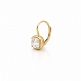 14K Gold Lab Grown Cushion Diamond Bezel Huggie Earrings