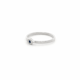 14K Gold Ribbed Sapphire and Diamond Evil Eye Band