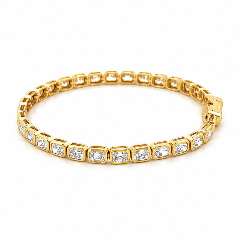 14K Gold Lab Grown Radiant Bezel Tennis Bracelet