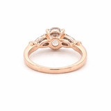 14K Gold Three Stone Lab Grown Oval Diamond Engagement Ring