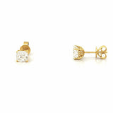 14K Gold Lab Grown Cushion Diamond Under Halo Stud Earrings
