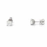 14K Gold Lab Grown Cushion Diamond Under Halo Stud Earrings