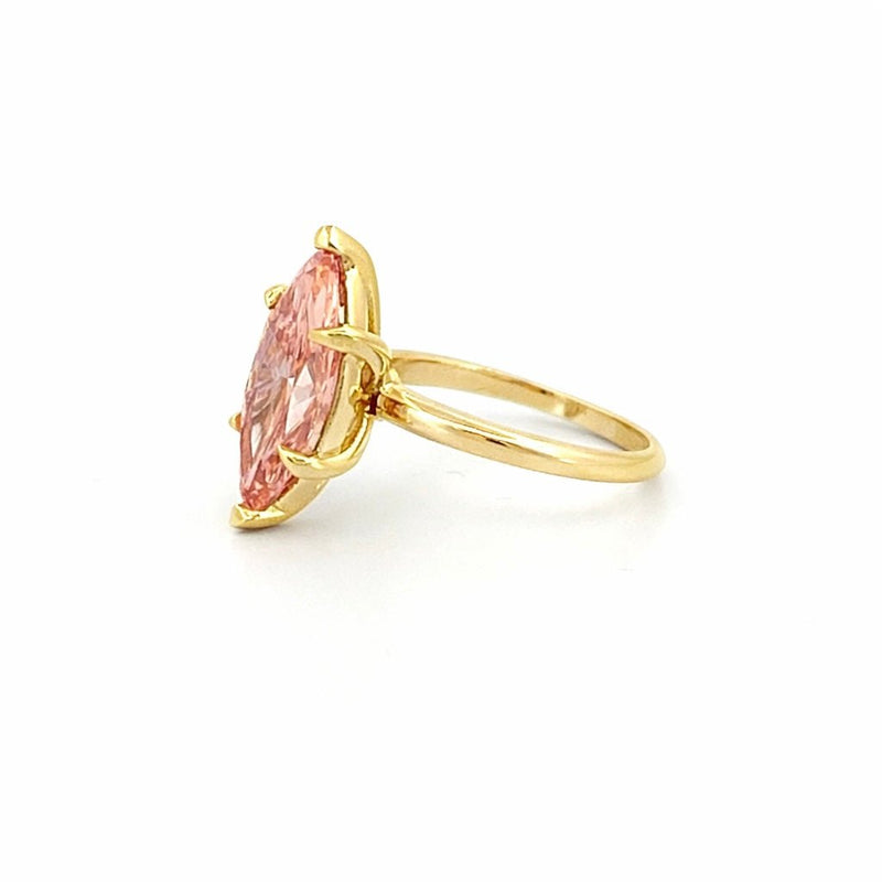 14K Gold 3.00 Carat Lab Grown Marquise Pink Diamond Solitaire Engagement Ring
