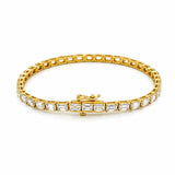 14K Gold East West Lab Grown Emerald Cut Diamond Tennis Bracelet