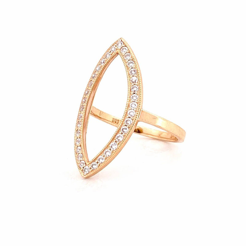 14K Gold Marquise Shape Diamond Ring