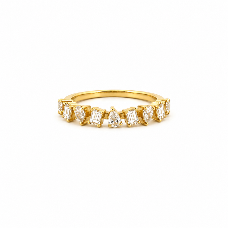 14K Gold Diamond Multi Shape Wedding Band