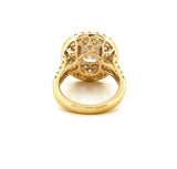 14K Gold Lab Grown Emerald Diamond Oval Cluster Engagement Ring