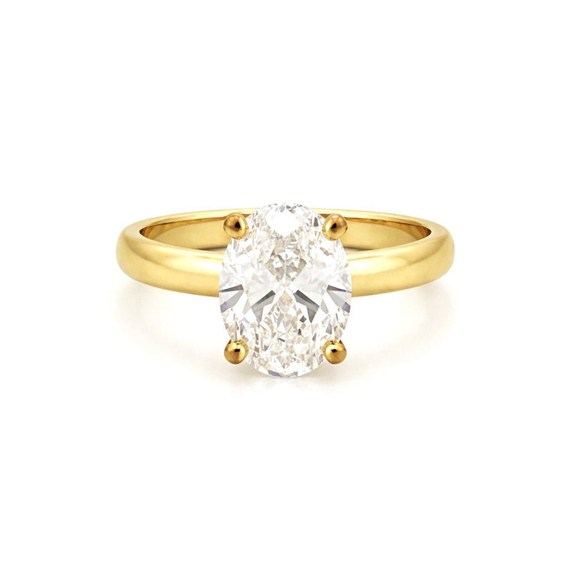 14K Gold Lab Grown Oval Diamond Solitaire 3MM Engagement Ring