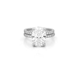 14K Gold 2.00 Carat Lab Grown Oval Diamond Under Halo Engagement Wedding Set