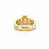 14K Gold 3.00 Carat Lab Grown Emerald Channel Set Diamond Engagement Ring