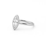 14K Gold 2.50 Carat Lab Grown Marquise Diamond Under Halo Bezel Engagement Ring