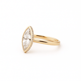 14K Gold 2.50 Carat Lab Grown Marquise Diamond Under Halo Bezel Engagement Ring