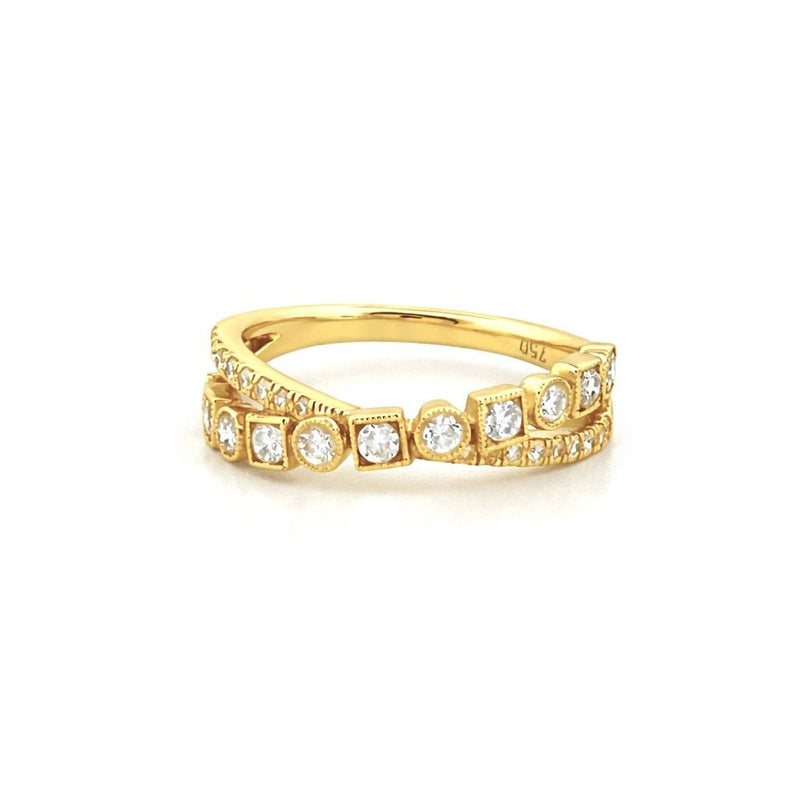 14K Gold X Art Deco Diamond Band