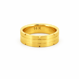 14K Gold Notched and Faceted Mens Band
